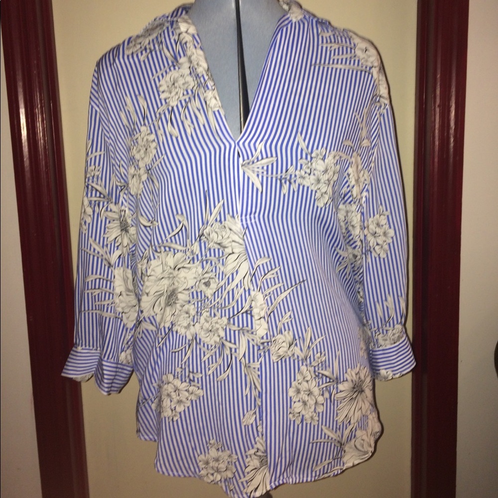 Striped floral blouse from Zara